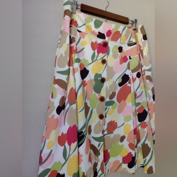 Talbots Women's Pink and Black Midi A-Line Skirt Size 16 - Picture 3 of 9